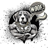 Tattoo dog with gold chain
