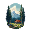 Cabane pixélisée dans les bois