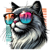 Neon cat in sunset