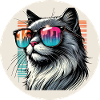Neon cat in sunset