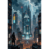 Cyberpunk cityscape.