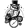 Steampunk owl and clock design