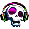 Crazy Skull with Headphones Art