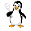 Pingouin joyeux avec fouet pour