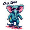Elephant Skateboard Skater Chill Vibes