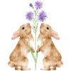 Two cute bunnies with flowers