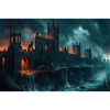 Poster Illustration Medieval Landscape in Ruins