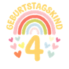 4th Birthday Girl Rainbow