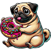 Cute Pug Donut Cartoon Dog
