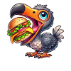 Whimsical Dodo Burger Hamburger Cheeseburger