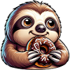 Sloth Cartoon Donut Candy Funny