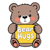 Kuschelbär mit Bear Hugs Schild
