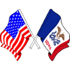 USA and Iowa state flag crossed