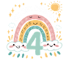 4th Birthday Shirt Rainbow Cloud