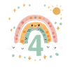 4th Birthday Shirt Rainbow Cloud