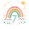 7th Birthday Shirt Rainbow Cloud