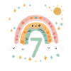 7th Birthday Shirt Rainbow Cloud