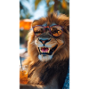 Majestic lion in holiday mood