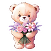 Teddybär mit Blumenstrauß