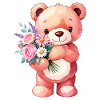 Teddybär mit Blumenstrauß