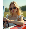 Woman driving a convertible
