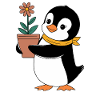 Gartenarbeiten Pinguin Mit Blume Für