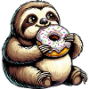 Cute Sloth Donut Cartoon Animal