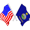 USA and state of Kansas flag crossed