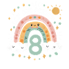 8th Birthday Shirt Rainbow Cloud
