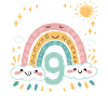 9th Birthday Shirt Rainbow Cloud