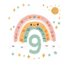 9th Birthday Shirt Rainbow Cloud
