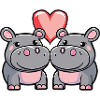 Hippopotamus Couple Heart