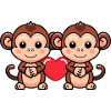 Monkey Couple Heart
