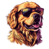 Golden Retriever with Sunglasses