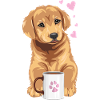 Chiot Golden Retriever chien avec tasse à café