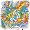 Farbenfroher Gitarrenausdruck