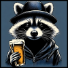 Waschbär mit Bier