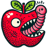 Apfel frisst Wurm