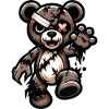 Disheveled teddy bear with scar