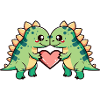 Dinosaure stégosaure couple coeur Saint-Valentin