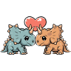 Dinosaur triceratops Couple Heart