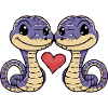 Serpent Cobra Couple Coeur