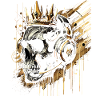 Gamer Skull with Crown Headset Golden