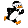 Funny running penguin with headband