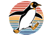 Fast penguin in retro style