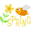 Happy bees with flower motif