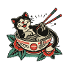 Ramen Noodles Kawaii Happy Cat