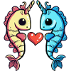 Hippocampe Couple Coeur