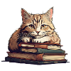 Gatto carino su una pila di libri