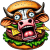 Finurlig Halloween Burger Skrigende Ko Horror